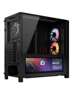 Carcasa CORSAIR 4000D RGB AIRFLOW LCD, Mid-Tower, ATX/Micro-ATX/Mini-ITX, Tempered Glass, 3x RS120 ARGB PWM Fans, Black