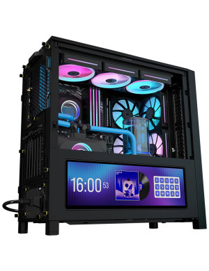 Carcasa CORSAIR 4000D RGB AIRFLOW LCD, Mid-Tower, ATX/Micro-ATX/Mini-ITX, Tempered Glass, 3x RS120 ARGB PWM Fans, Black