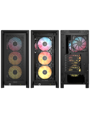 Carcasa CORSAIR 4000D RGB AIRFLOW LCD, Mid-Tower, ATX/Micro-ATX/Mini-ITX, Tempered Glass, 3x RS120 ARGB PWM Fans, Black