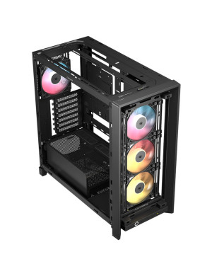 Carcasa CORSAIR 4000D RGB AIRFLOW LCD, Mid-Tower, ATX/Micro-ATX/Mini-ITX, Tempered Glass, 3x RS120 ARGB PWM Fans, Black