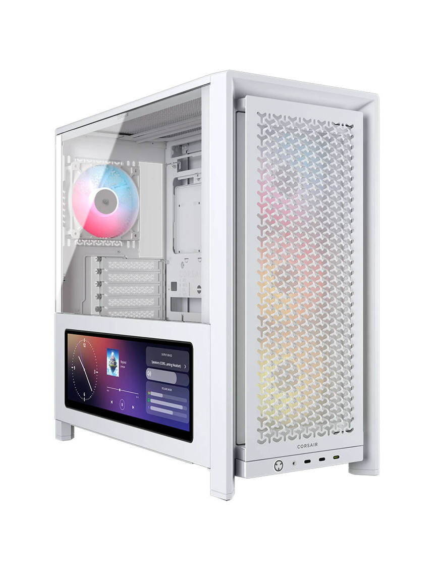 Carcasa CORSAIR 4000D RGB AIRFLOW LCD, Mid-Tower, ATX/Micro-ATX/Mini-ITX, Tempered Glass, 3x RS120 ARGB PWM Fans, White