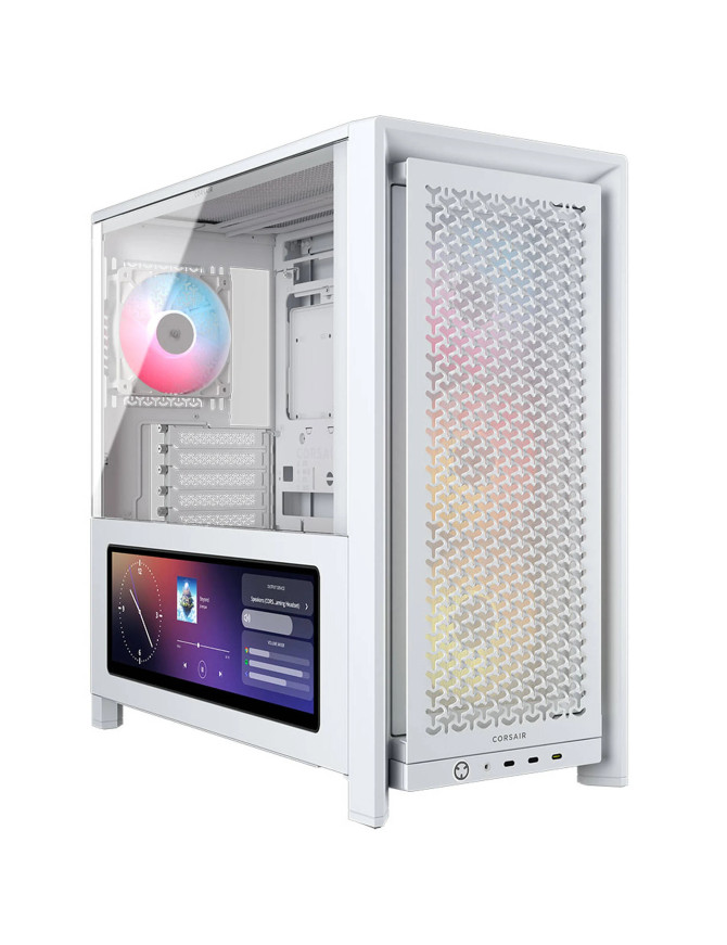 Carcasa CORSAIR 4000D RGB AIRFLOW LCD, Mid-Tower, ATX/Micro-ATX/Mini-ITX, Tempered Glass, 3x RS120 ARGB PWM Fans, White