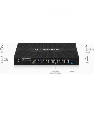 Router Gigabit EdgeRouter 6 Ubiquiti, 5 x RJ45, 1 x SFP, PoE - ER-6P, Black