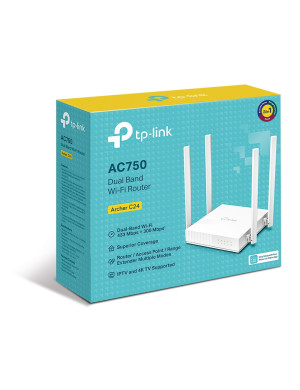 TP-Link ARCHER C24 router wireless Fast Ethernet Bandă dublă (2.4 GHz/ 5 GHz) Alb