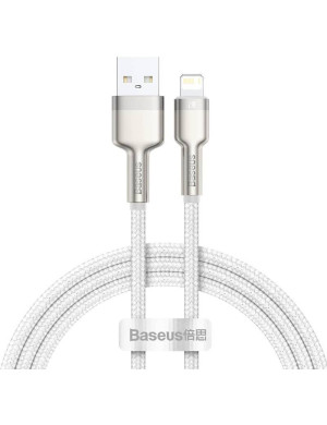 Cablu de date si incarcare BASEUS Cafule Metal CALJK-A02, USB - Lightning, 20W, 1m, Alb