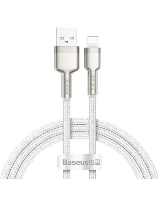 Cablu de date si incarcare BASEUS Cafule Metal CALJK-A02, USB - Lightning, 20W, 1m, Alb