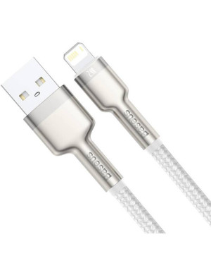 Cablu de date si incarcare BASEUS Cafule Metal CALJK-A02, USB - Lightning, 20W, 1m, Alb
