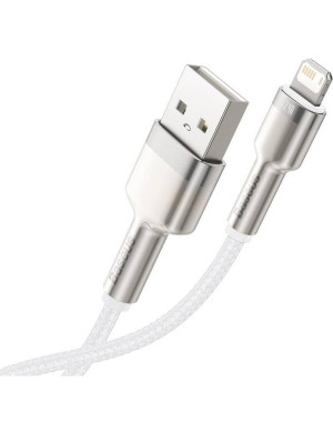 Cablu de date si incarcare BASEUS Cafule Metal CALJK-A02, USB - Lightning, 20W, 1m, Alb