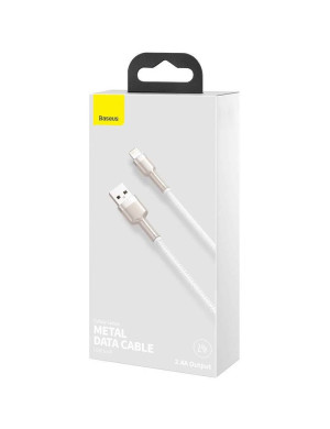 Cablu de date si incarcare BASEUS Cafule Metal CALJK-A02, USB - Lightning, 20W, 1m, Alb