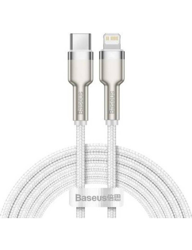 Cablu de date si incarcare BASEUS Cafule Metal CATLJK-A02, USB-C - Lightning, 20W, 1m, Alb
