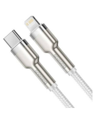 Cablu de date si incarcare BASEUS Cafule Metal CATLJK-A02, USB-C - Lightning, 20W, 1m, Alb