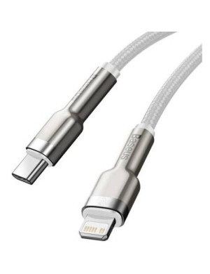 Cablu de date si incarcare BASEUS Cafule Metal CATLJK-A02, USB-C - Lightning, 20W, 1m, Alb