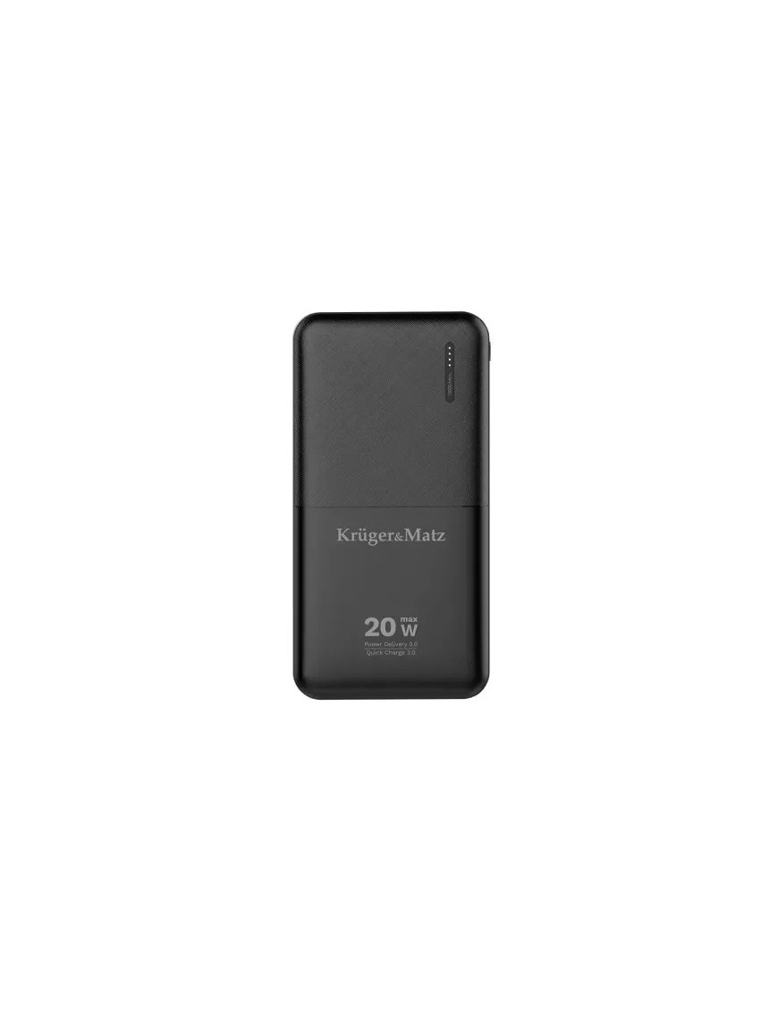 PowerBank KRUGER & MATZ KM0904, 10000 mAh, 20 W, QuickCharge, 1 x USB, 1 x USB Type-C, 1 x MicroUSB, Black