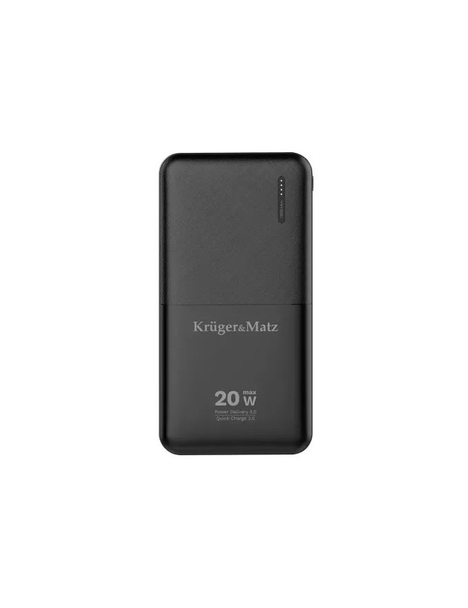 PowerBank KRUGER & MATZ KM0904, 10000 mAh, 20 W, QuickCharge, 1 x USB, 1 x USB Type-C, 1 x MicroUSB, Black