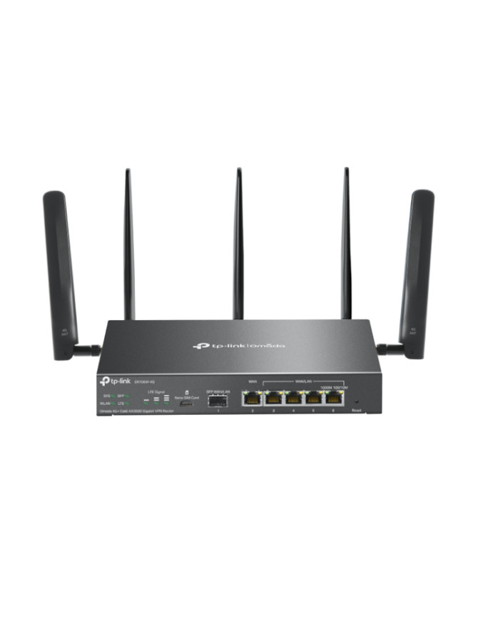 Router VPN Wireless TP-LINK ER706W-4G, AX3000, Multi-WAN, 4G+ Cat6, Omada Mesh, Wi-Fi 6, Black