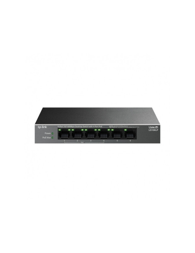 Switch TP-LINK LS106LP, 6 porturi (4 PoE+), Black