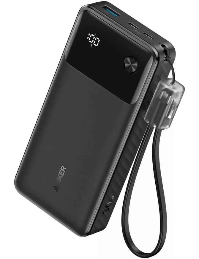 Powerbank ANKER Powercore A1384G11, 20000 mAh, 30W, 2 x USB-A, 1 x USB, Cablu USB-C, Black