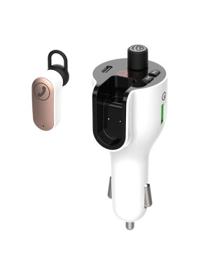 Modulator FM cu casca in ureche Well Ringer FMTRANS-BT-RINGER-WL, USB-C, bluetooth 5.0, incarcare rapida, casca cu acumulator 30