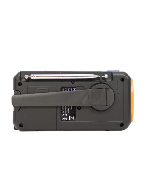 Radio portabil PNI-DYN300, cu dinam, incarcare solara, lanterna, powerbank 4000 mAh, SOS, IPX3, orange, kit Blackout