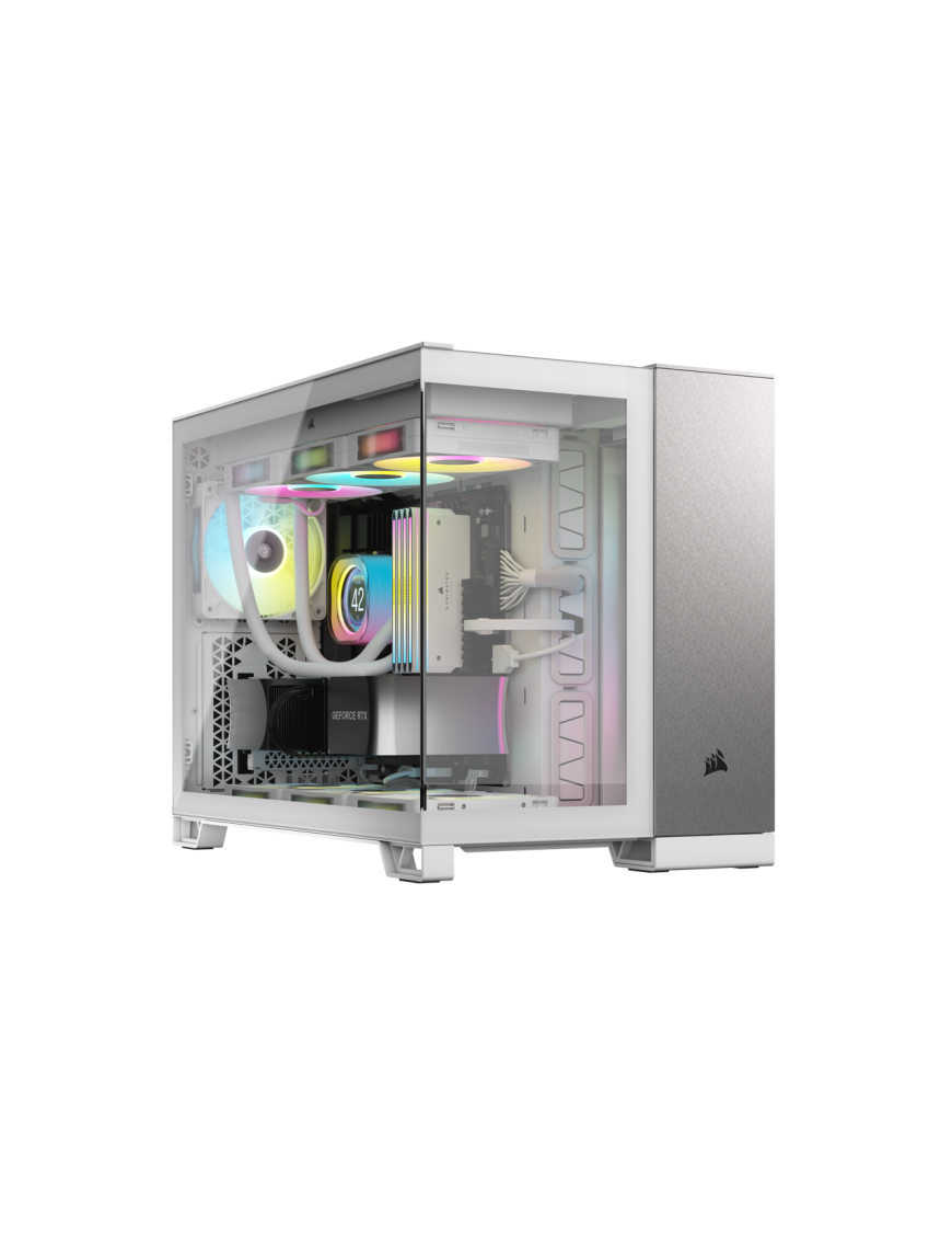 Carcasă CORSAIR 2500X, Micro-ATX, Dual Chamber, Tempered Glass, White/Satin Gray