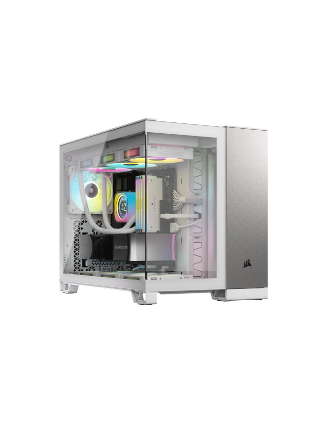 Carcasă CORSAIR 2500X, Micro-ATX, Dual Chamber, Tempered Glass, White/Satin Gray