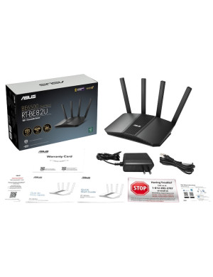 Router Gaming Wireless ASUS RT-BE82U, BE6500, Dual-Band, Quad-Core 2.0GHz CPU, 256MB/1GB Flash/RAM, 4K-QAM, MLO, 2.5G quad-port,