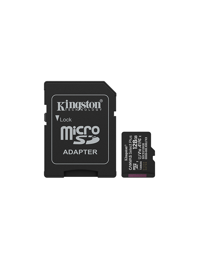 Card de memorie KINGSTON Canvas Select Plus SDCS3/128GB, 128GB, Clasa 10 + Adaptor SD