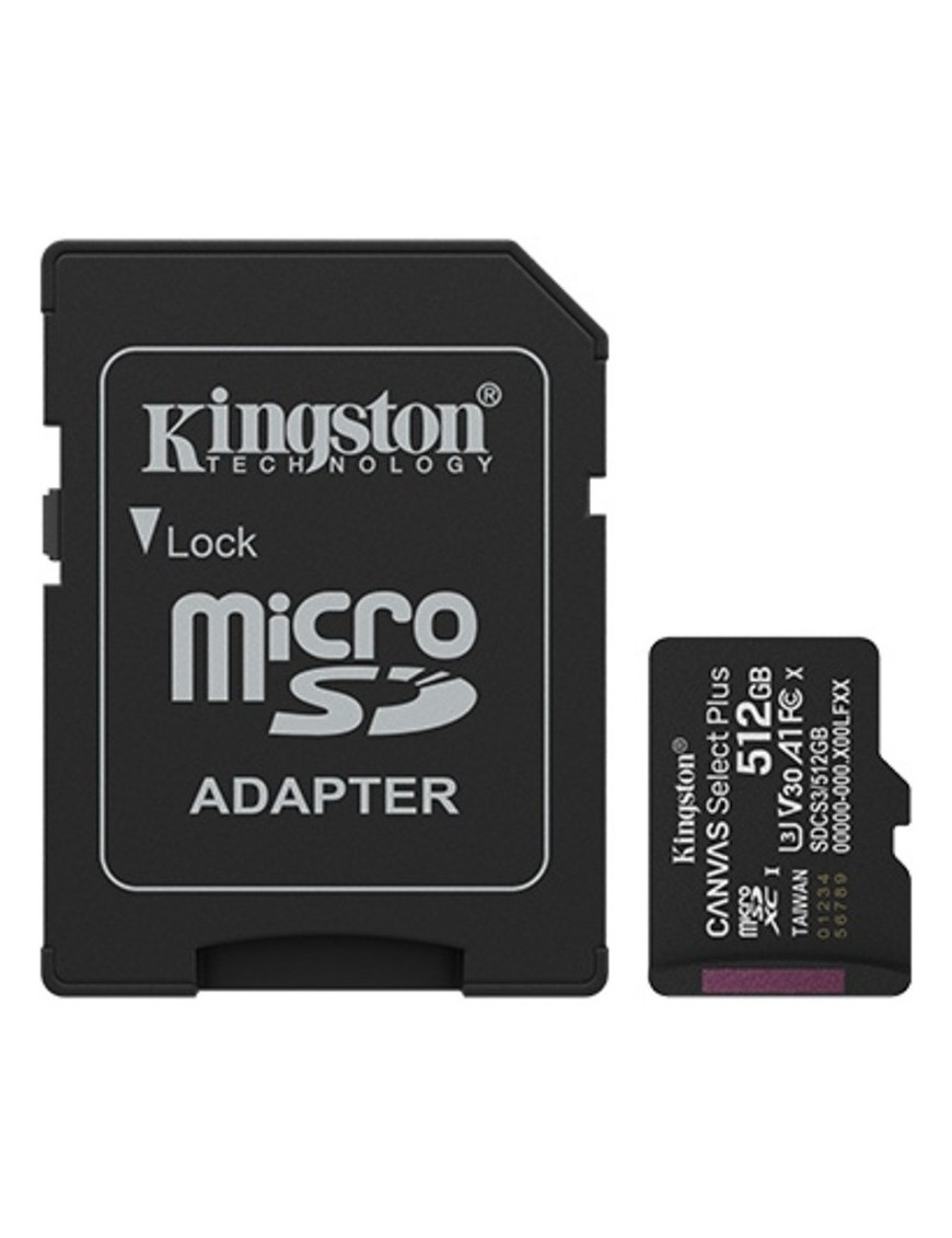 Card de memorie KINGSTON microSDXC Canvas Select Plus SDCS3/512GB, 512GB, Clasa 10 + Adaptor SD