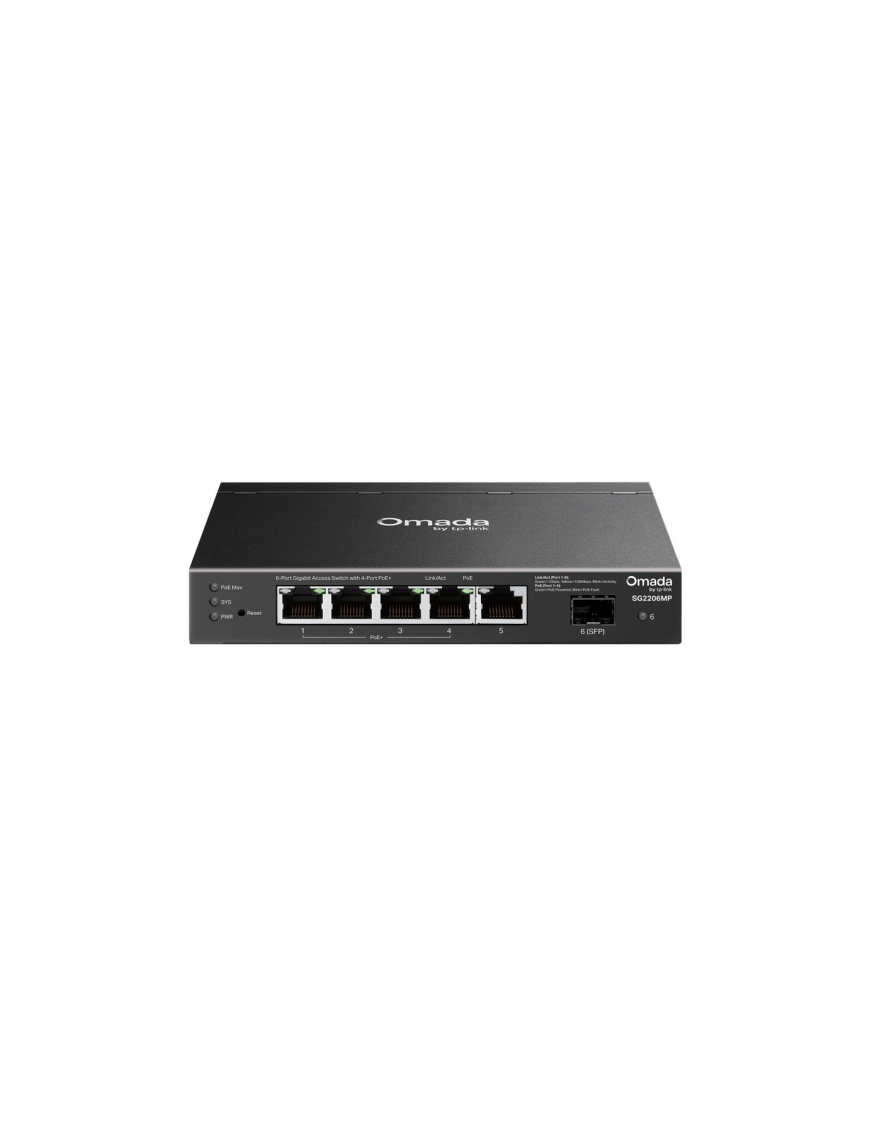 Switch TP-Link SG2206MP, Gigabit Managed PoE+ cu 6 porturi, 1 slot SFP, 63W