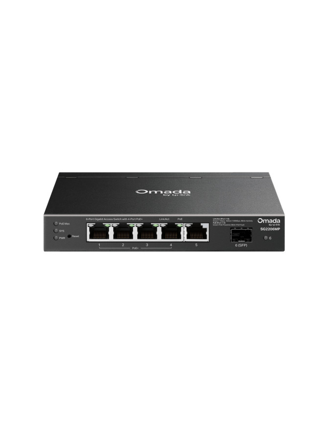 Switch TP-Link SG2206MP, Gigabit Managed PoE+ cu 6 porturi, 1 slot SFP, 63W
