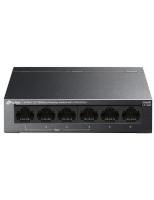 Switch TP-LINK LS106P, 6-Port Fast Ethernet PoE+, 4 PoE+ Ports, 65W, Black