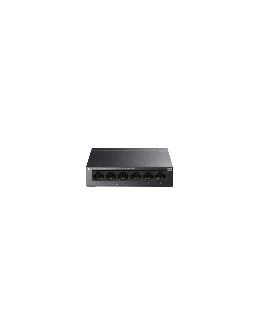 Switch TP-LINK LS106P, 6-Port Fast Ethernet PoE+, 4 PoE+ Ports, 65W, Black