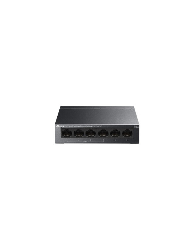 Switch TP-LINK LS106P, 6-Port Fast Ethernet PoE+, 4 PoE+ Ports, 65W, Black