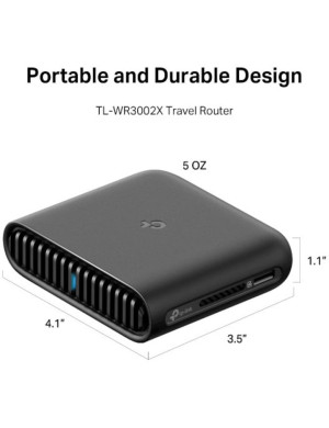 Router portabil TP-LINK TL-WR3002X, dual-band AX3000, Wi-Fi 6, 1 x 2.5 Gbps port WAN, 1 x USB 3.0, Black