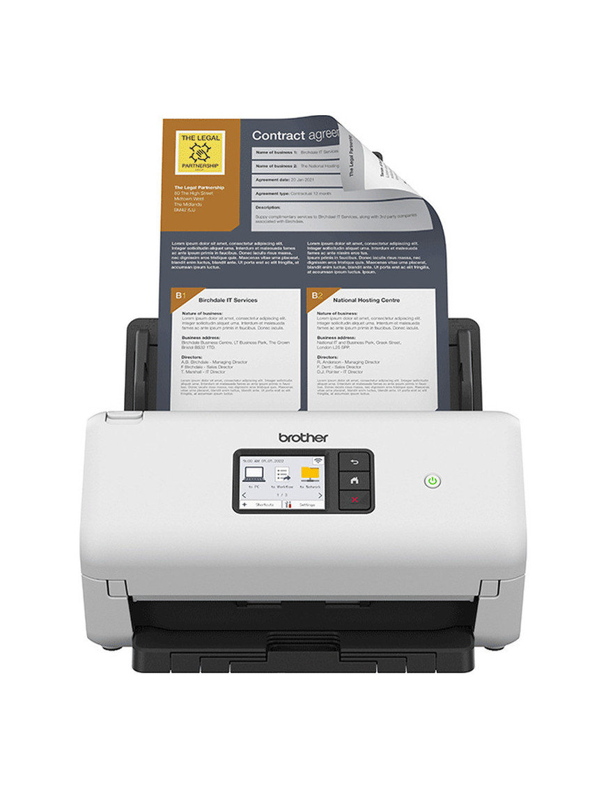 Scanner profesional BROTHER ADS-4550WTC1, Wi-Fi, Duplex, A4, Alb/negru