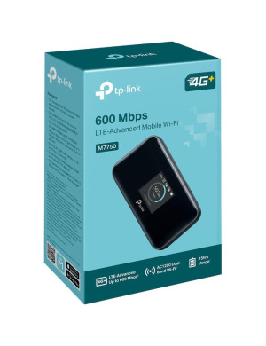 Router Wireless Portabil TP-LINK M7750 4G LTE, Cat 12 viteza pana la 600 Mbps, Micro SD, baterie 3280mAh, Black