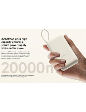 Powerbank XIAOMI BHR8851GL, 20000 mAh, 33W, 1 x USB-A - 1 x USB-C, Cablu USB-C integrat, Bej