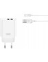 Incarcator retea XO DESIGN CE34, 12W, 2 x USB-A, White + Cablu microUSB
