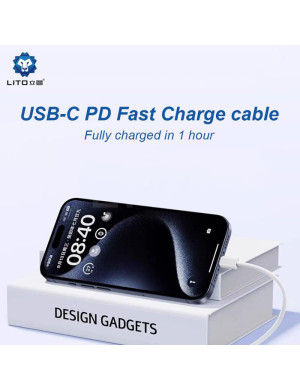 Cablu de date si incarcare LITO LD04CL, USB-C - Lightning, 1m, Alb