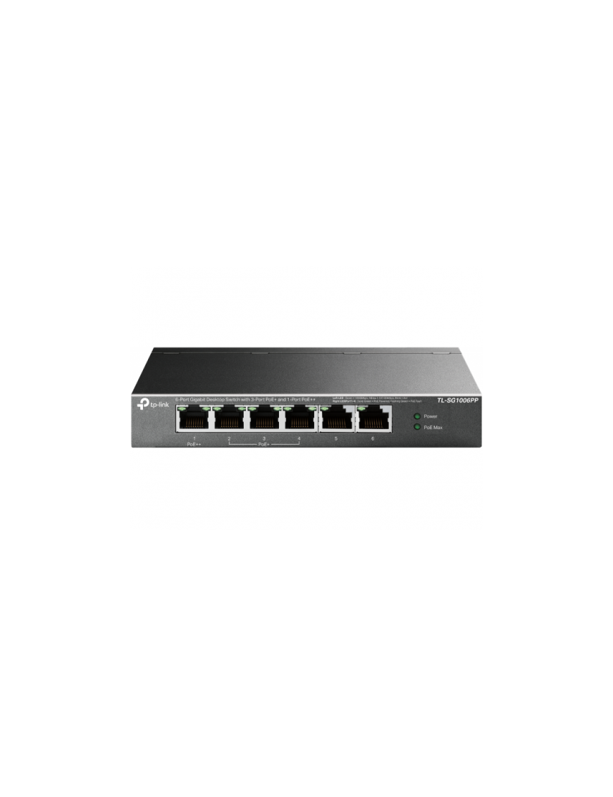 Switch TP-LINK TL-SG1006PP, 6 porturi (3 PoE+, 1 PoE++), Black