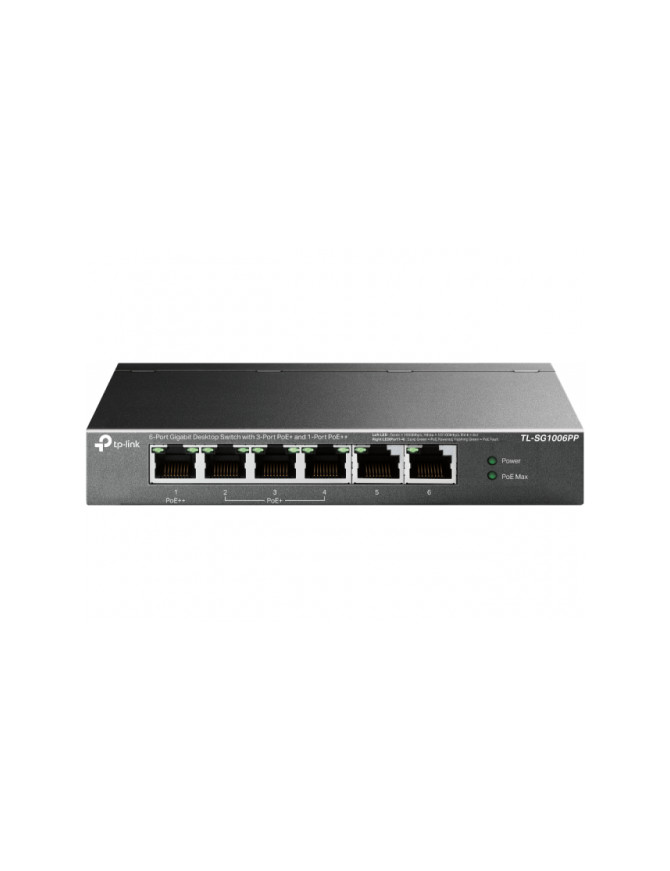 Switch TP-LINK TL-SG1006PP, 6 porturi (3 PoE+, 1 PoE++), Black