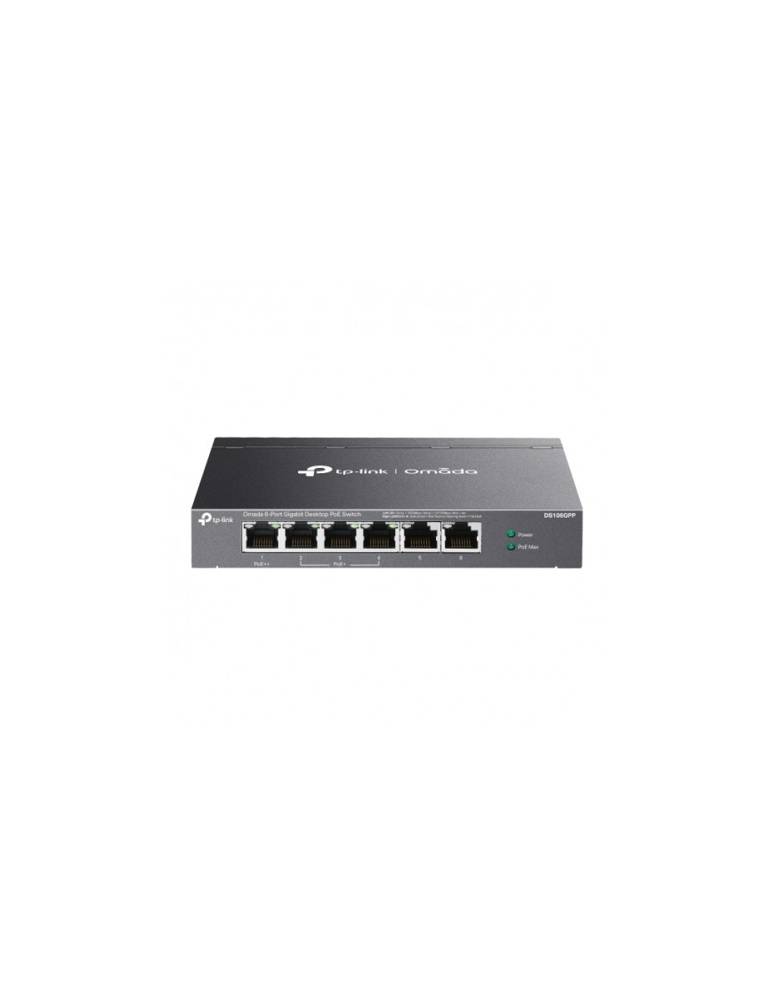 Switch TP-LINK DS106GPP, 6 porturi (3 PoE+, 1 PoE++), Black