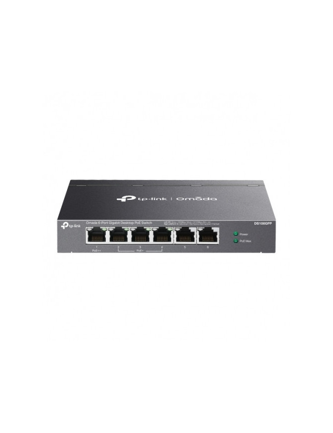 Switch TP-LINK DS106GPP, 6 porturi (3 PoE+, 1 PoE++), Black