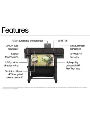 Plotter HP DesignJet T870, 24 inch, A1, Black