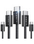 Cablu de date si incarcare LISEN YL0123070010, USB-C - USB-C, 60W, Set 5 bucati (2x1m, 2x2m, 1x3m), Negru