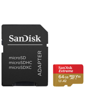 Card memorie SanDisk Extreme microSDXC 64GB, Clasa 10, V30 + Adaptor SD