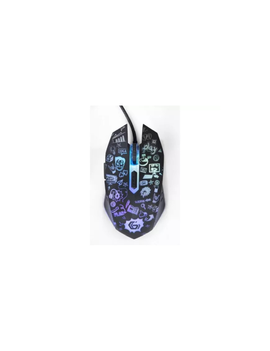 Mouse optic cu fir Gembird MUS-6B-GRAFIX-01, 3600 DPI, 6 butoane, iluminare LED, negru/gri
