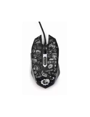 Mouse optic cu fir Gembird MUS-6B-GRAFIX-01, 3600 DPI, 6 butoane, iluminare LED, negru/gri