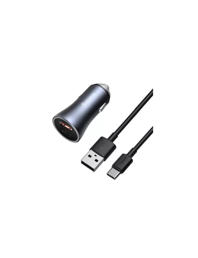 Incarcator auto BASEUS Golden Contractor Pro TZCCJD-0G, 40W, 5A, 1 x USB-A, 1 x USB-C, Quick Charge, Gray