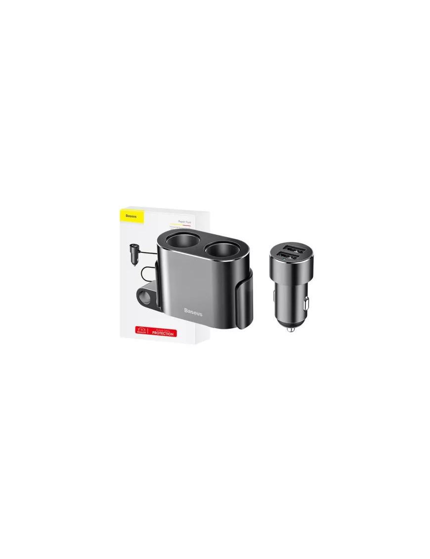 Incarcator Auto BASEUS CRDYQ-01, 2 X USB, 2 x Iesire bricheta, Negru